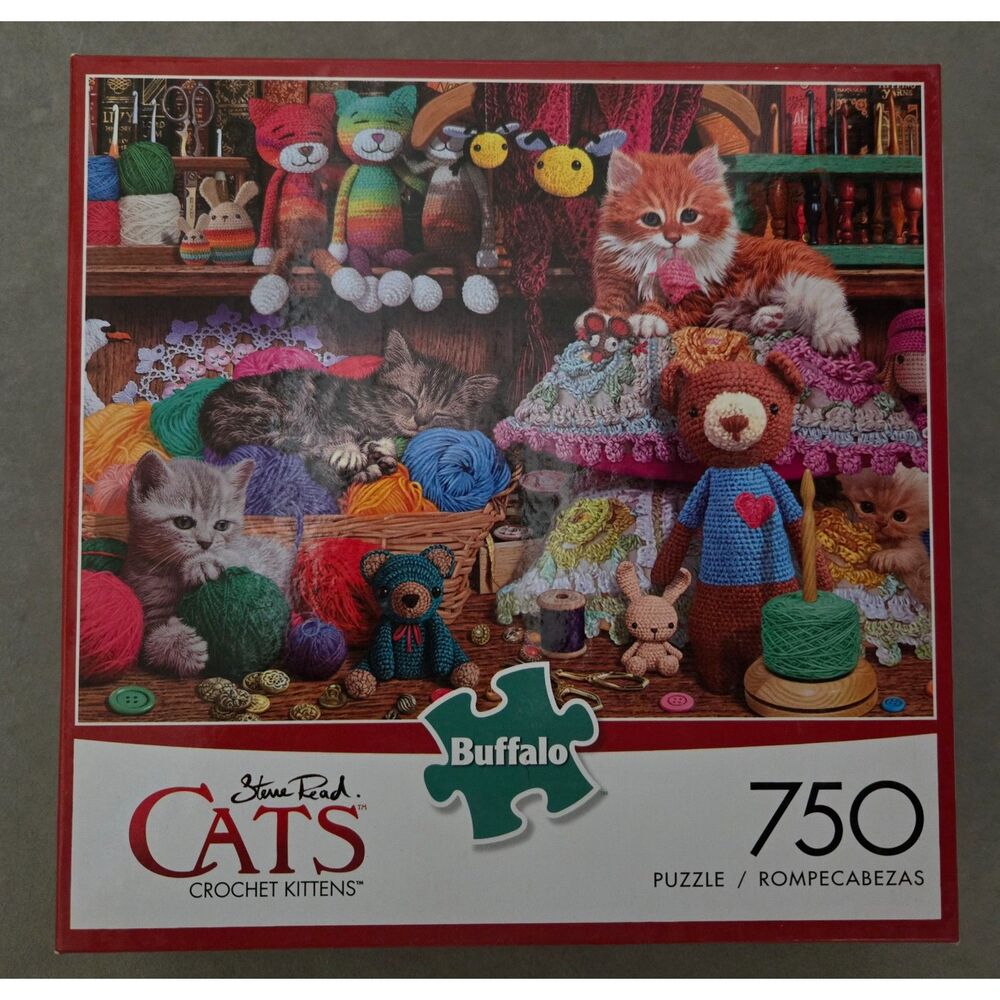 Buffalo Games Cats Crochet Kittens 750 pc Steve Read Complete Puzzle Yarn